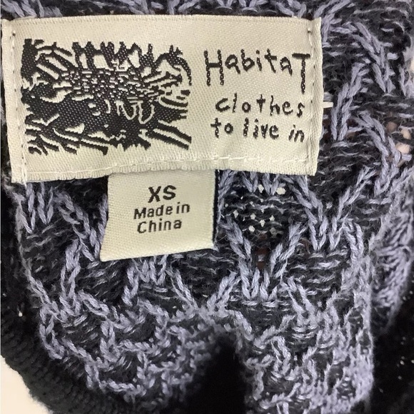 Habitat Sz XS Waffle Knit Pullover Sweater Blue 100% Cotton Mock Neck - Picture 5 of 6